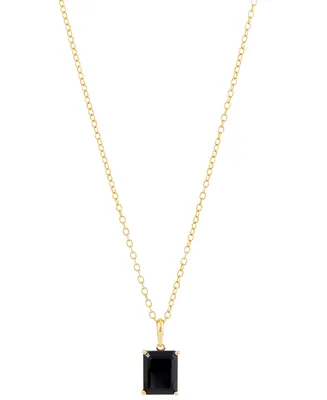 Onyx Emerald-Cut 18" Pendant Necklace in 14k Gold