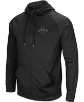 Men's Black Iowa State Cyclones Blackout 3.0 Tonal Raglan Full-Zip Hoodie