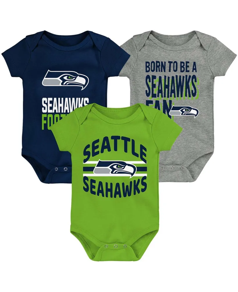 Seattle Seahawks Newborn & Infant Tackle Bodysuit, Bib & Booties Set -  College Navy