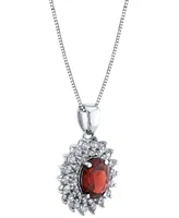 Rhodolite Garnet (2-1/10 ct. t.w.) & White Topaz (1-1/4 ct. t.w.) Halo 18" Pendant Necklace in Sterling Silver