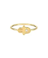 Zoe Lev 14K Gold Diamond Hamsa Ring