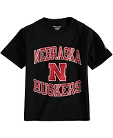 Big Boys and Girls Black Nebraska Huskers Circling Team Jersey T-shirt