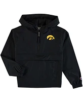 Big Boys and Girls Black Iowa Hawkeyes Pack Go Quarter-Zip Windbreaker Jacket