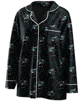 Women's Black San Jose Sharks Long Sleeve Button-Up Shirt and Pants Sleep Set