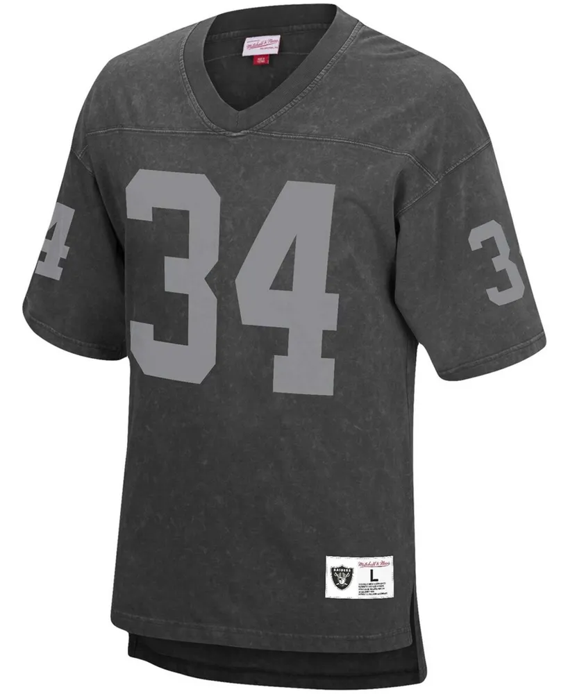 Men's Bo Jackson Black Los Angeles Raiders Retired Player Name and Number Acid Wash Top