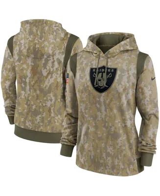Women's Olive Las Vegas Raiders 2021 Salute To Service Therma Performance Pullover Hoodie