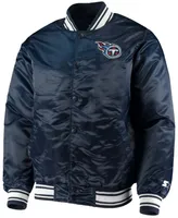 Men's Navy Tennessee Titans Locker Room Satin Varsity Full-Snap Jacket