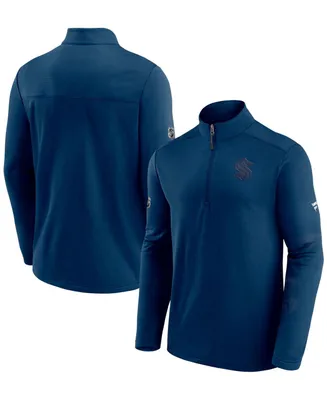 Men's Deep Sea Blue Seattle Kraken Authentic Pro Travel and Training Quarter-Zip Jacket