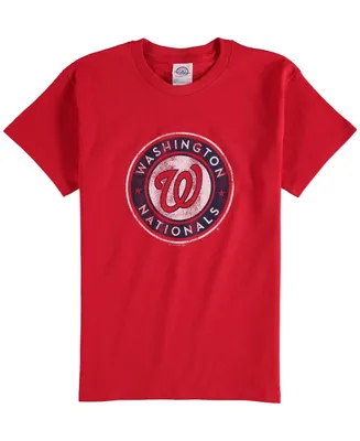 Washington Nationals Big Boys and Girls Distressed Logo T-shirt - Red