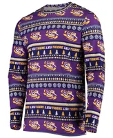 Men's Purple Lsu Tigers Ugly Sweater Knit Long Sleeve Top and Pant Set