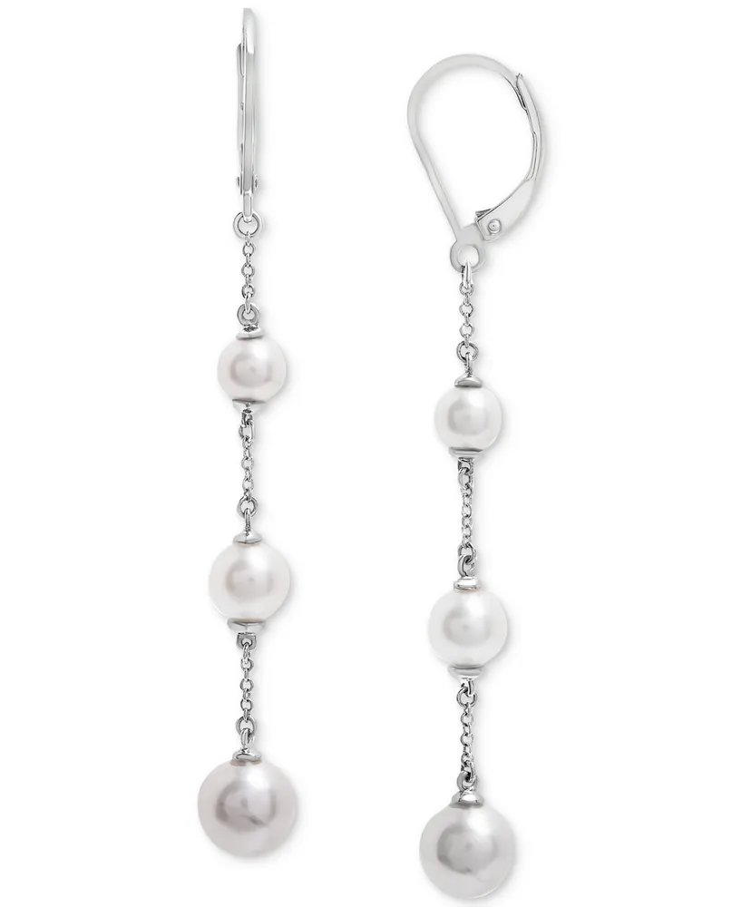 Cultured Freshwater Pearl (5-7mm) Graduated Linear Drop Earrings in Sterling Silver