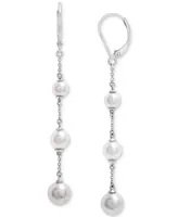 Cultured Freshwater Pearl (5-7mm) Graduated Linear Drop Earrings in Sterling Silver