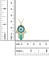 Enamel Evil Eye Hamsa Hand 18" Pendant Necklace in 14k Gold