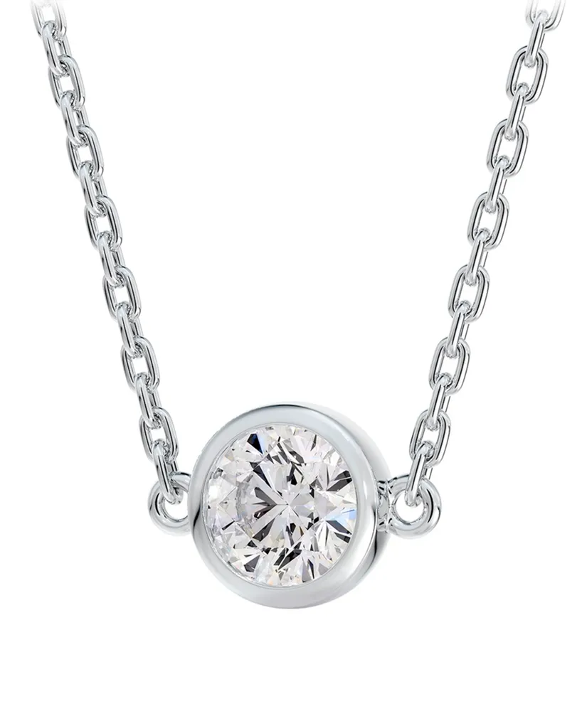 Portfolio by De Beers Forevermark Diamond Bezel Pendant Necklace (1/3 ct. t.w.) in 14k White Gold, 16" + 2" extender