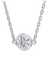 Portfolio by De Beers Forevermark Diamond Bezel Pendant Necklace (1/3 ct. t.w.) in 14k White Gold, 16" + 2" extender