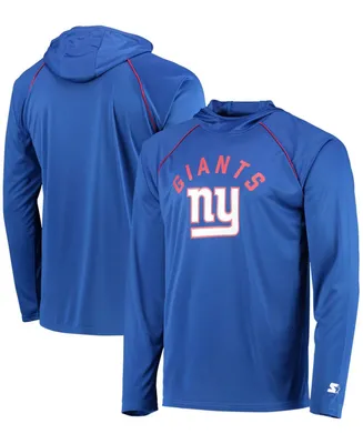 Men's Royal New York Giants Raglan Long Sleeve Hoodie T-shirt