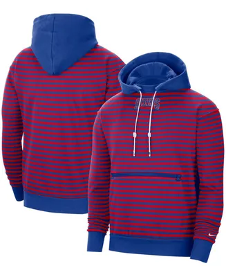 Men's Red and Royal Philadelphia 76ers 75th Anniversary Courtside Striped Pullover Hoodie