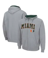 Men's Heathered Gray Miami Hurricanes Arch Logo 3.0 Full-Zip Hoodie