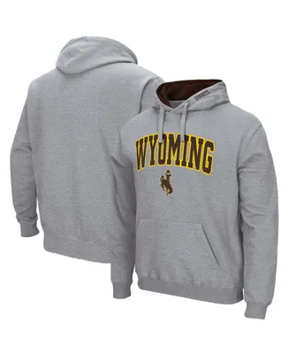 Men's Heathered Gray Wyoming Cowboys Arch and Logo Pullover Hoodie