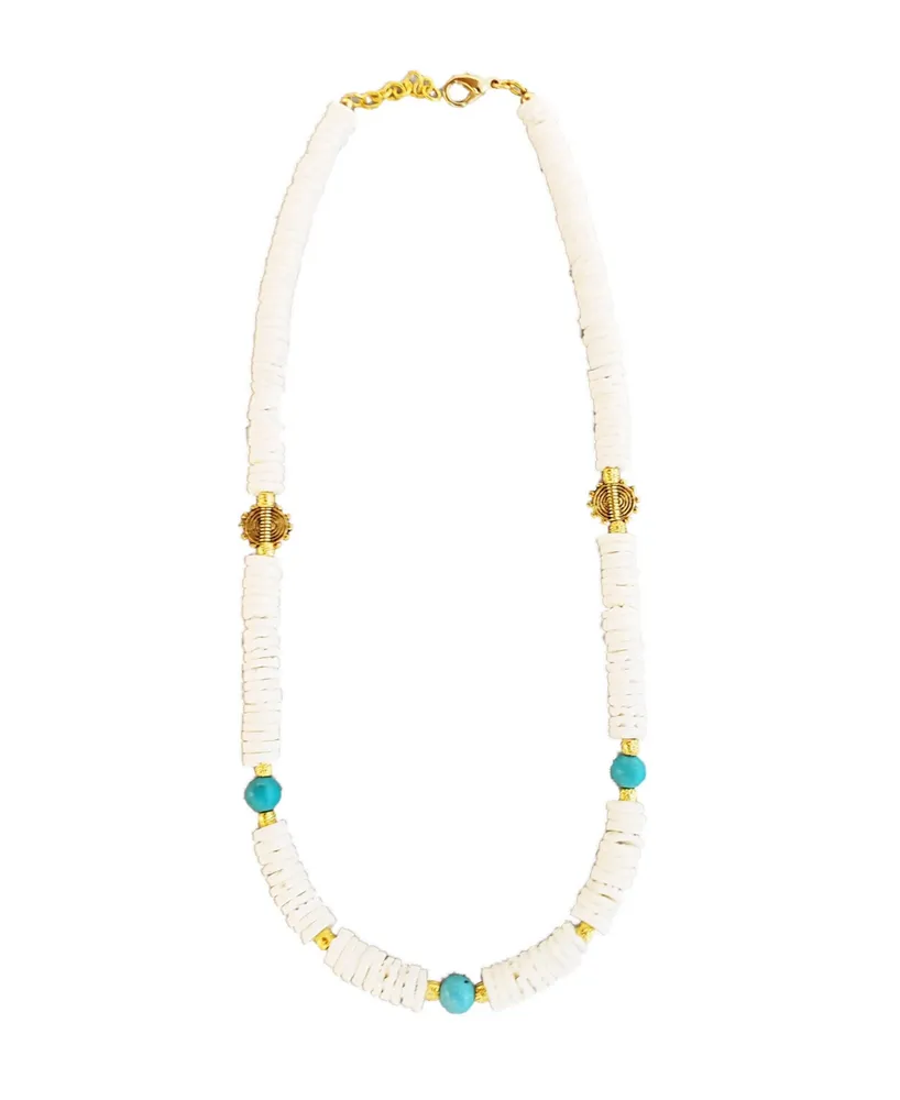 Porus Necklace with Faux Turquiose Stone - Gold