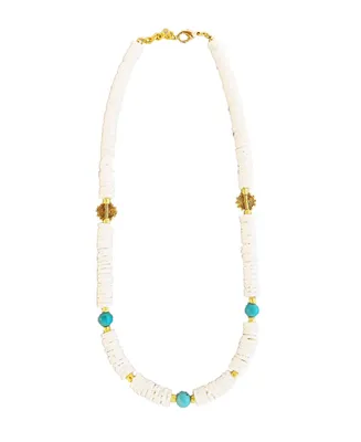 Porus Necklace with Faux Turquiose Stone - Gold