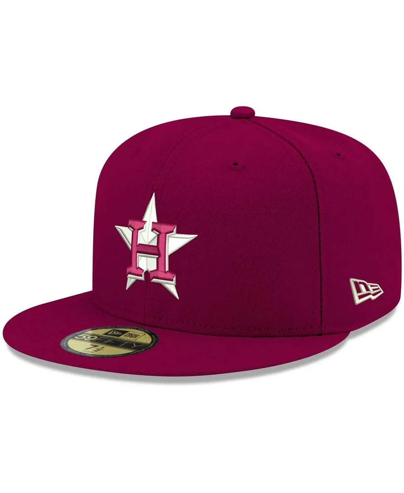 Men's Cardinal Houston Astros Logo White 59FIFTY Fitted Hat