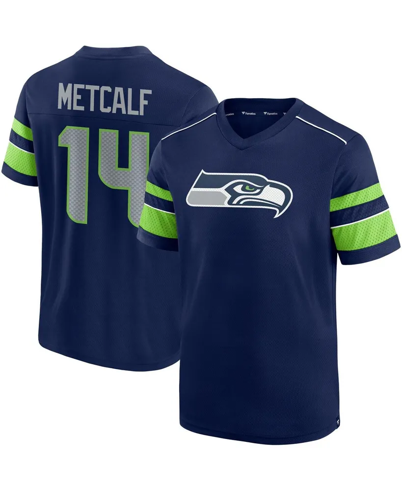 Men's Dk Metcalf College Navy Seattle Seahawks Hashmark Name and Number V-Neck T-shirt