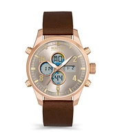 Kenneth Cole Reaction Men's Ana-Digit Brown Synthetic Leather Strap Watch, 46mm