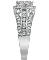 Diamond Square Halo Multirow Engagement Ring (1-1/2 ct. t.w.) in 14k White Gold