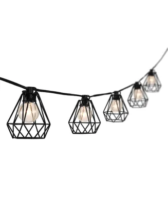 10-Light Indoor and Outdoor Contemporary Transitional Incandescent G40 Diamond Cage String Lights