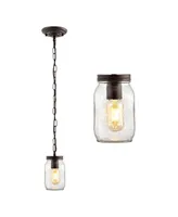 Gaines 1-Light Farmhouse Industrial Iron Mason Jar Led Pendant