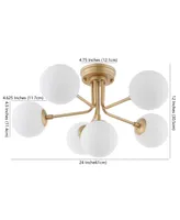 Olivier Parisian 24" 6-Light Globe Modern Industrial Iron Bistro Led Semi Flush Mount, Gold - Gold