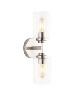 Giles 2-Light Farmhouse Industrial Iron Cylinder Led Sconce - Silver