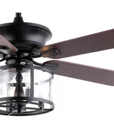 Braxton 4-Light Farmhouse Industrial Iron Drum Shade Led Ceiling Fan with Remote