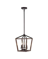 Oria 3-Light Iron Farmhouse Industrial Lantern Led Pendant