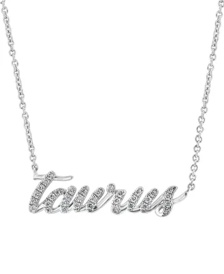 Effy Diamond Zodiac Taurus 18" Pendant Necklace (1/8 ct. t.w.) in Sterling Silver