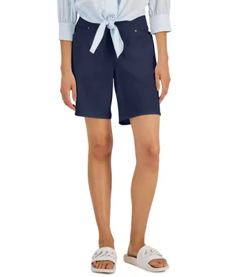 I.n.c. International Concepts Women's Curvy Mid Rise Pull-On Bermuda Shorts, Created for Macy's