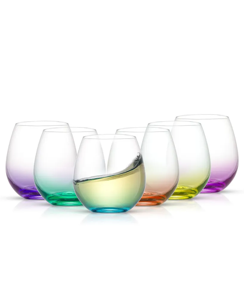 JoyJolt Hue Colored Stemless Wine Glasses, Set of 6