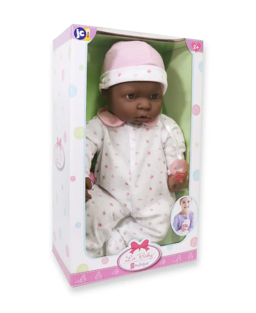 La Baby African American 20" Soft Body Baby Doll Pink Outfit - African American