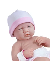 La Newborn Nursery 14" Baby Doll 8 Pcs Pink Gift Set - Soft Tender Face