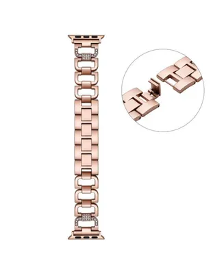 Posh Tech Tiara Rose Gold Plated Stainless Steel Alloy and Rhinestone Band for Apple Watch