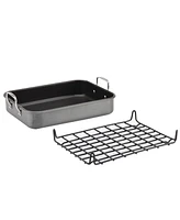 Rachael Ray Hard-Anodized Non-Stick 12" x 16" Roaster & Dual-Height Rack