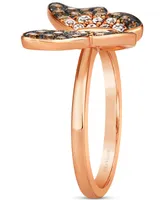 Le Vian Ombre Diamond (5/8 ct. t.w.) & Vanilla Diamond (1/10 ct. t.w.) Butterfly Ring in 14k Rose Gold