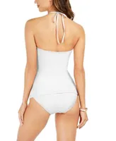 Michael Michael Kors Logo Ring Shirred Bandini Swim Top Bikini Bottoms
