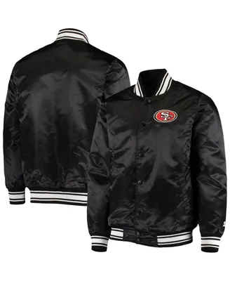 Men's Black San Francisco 49ers Locker Room Satin Varsity Full-Snap Jacket