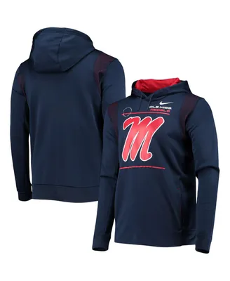 Men's Navy Ole Miss Rebels 2021 Team Sideline Performance Pullover Hoodie