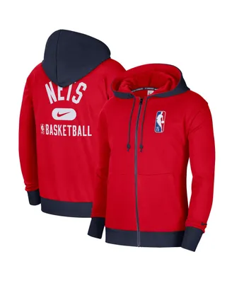 Men's Nike Red, Navy Brooklyn Nets 2021/22 City Edition Courtside Heavyweight Fleece Full-Zip Hoodie