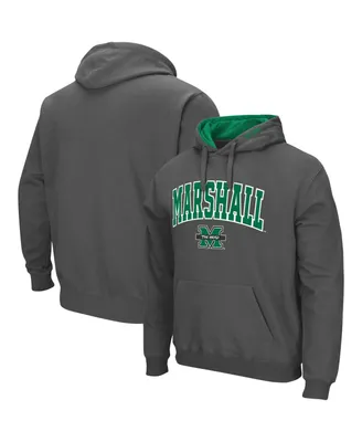 Men's Charcoal Marshall Thundering Herd Arch and Logo Pullover Hoodie