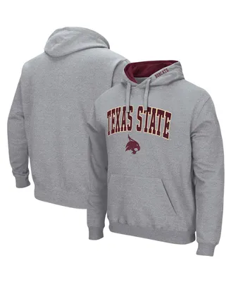 Men's Heathered Gray Texas State Bobcats Arch and Logo Pullover Hoodie