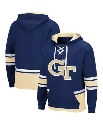 Men's Navy Ga Tech Yellow Jackets Lace Up 3.0 Pullover Hoodie